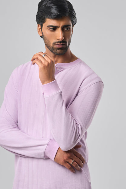 Waffle Henley - Lilac