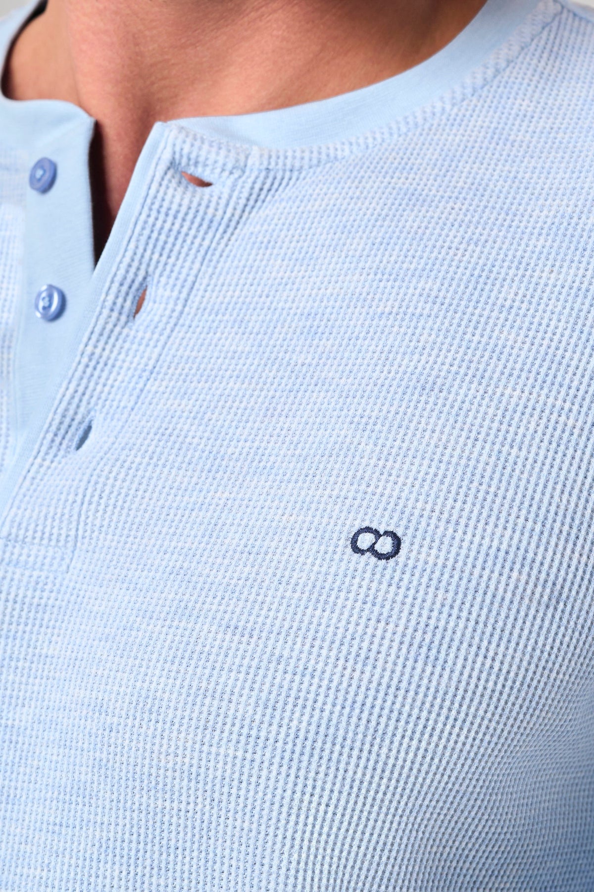 Waffle Henley - Azure Blue