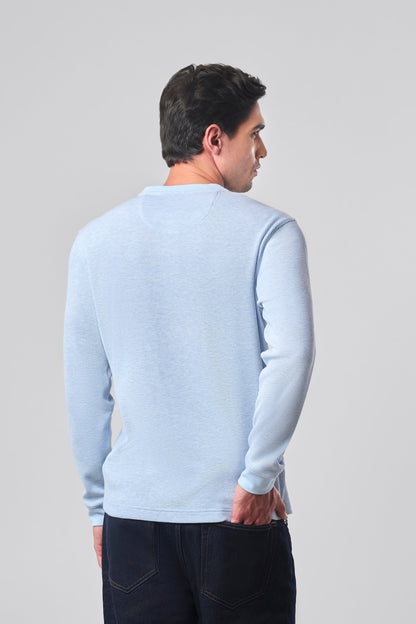 Waffle Henley - Azure Blue