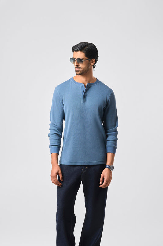 Waffle Henley - DkBlue