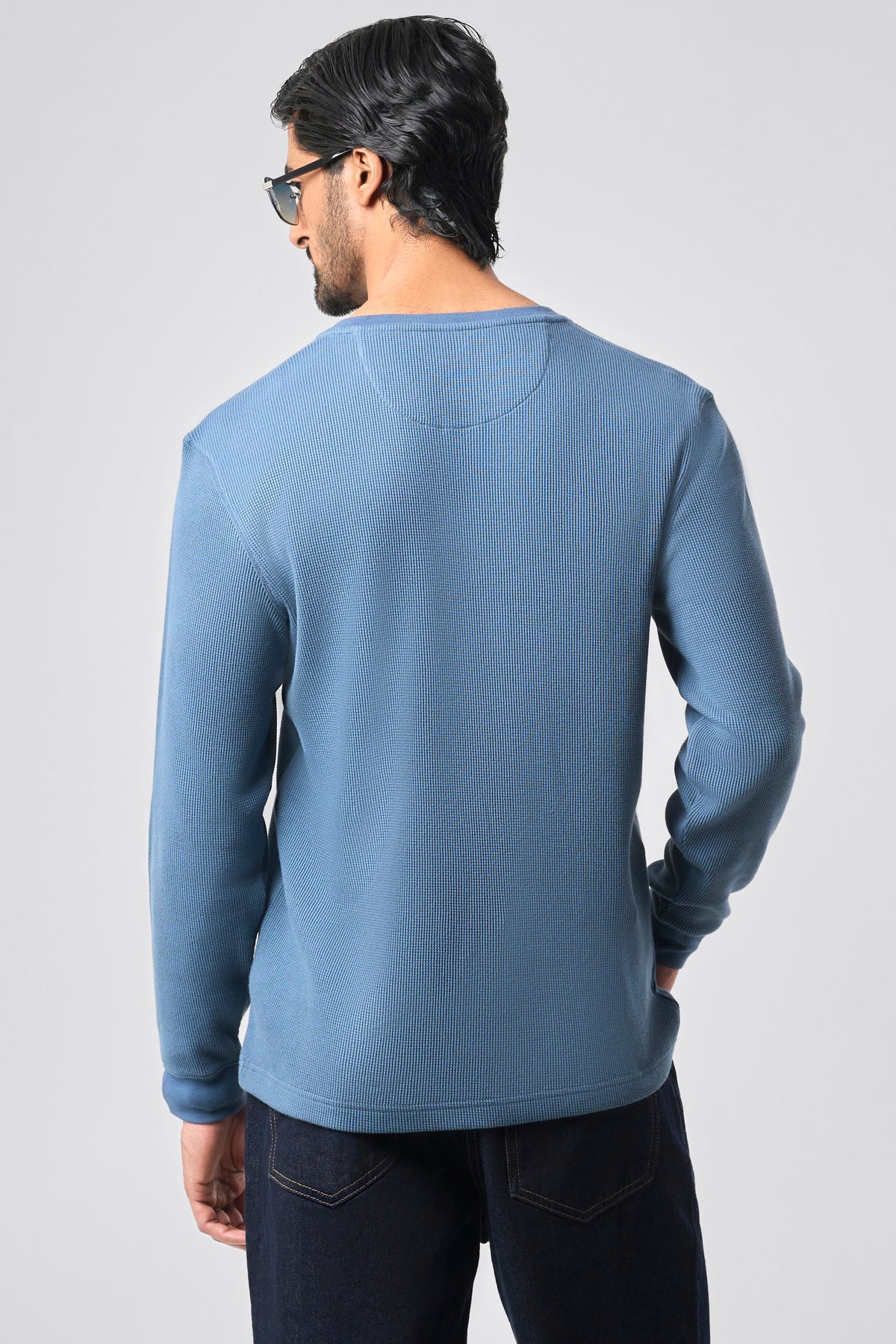 Waffle Henley - DkBlue