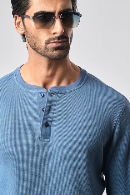 Waffle Henley - DkBlue