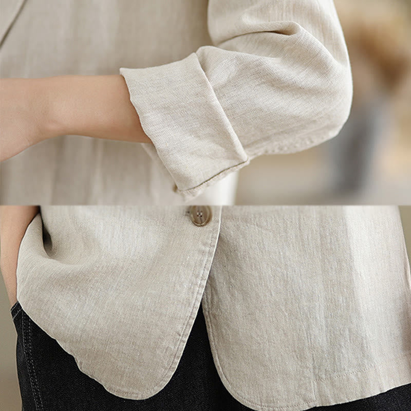Buddha Stones Spring Solid Color Long Sleeve Women's Jacket With Pockets