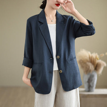 Buddha Stones Spring Solid Color Long Sleeve Women's Jacket With Pockets