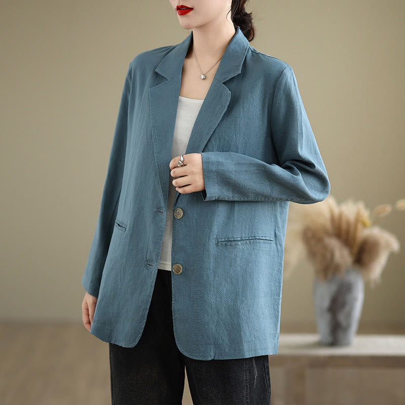 Buddha Stones Spring Solid Color Long Sleeve Women's Jacket With Pockets