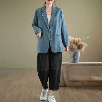 Buddha Stones Spring Solid Color Long Sleeve Women's Jacket With Pockets