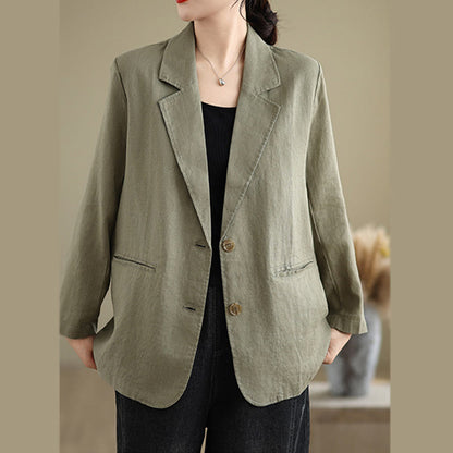 Buddha Stones Spring Solid Color Long Sleeve Women's Jacket With Pockets