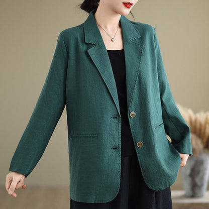 Buddha Stones Spring Solid Color Long Sleeve Women's Jacket With Pockets