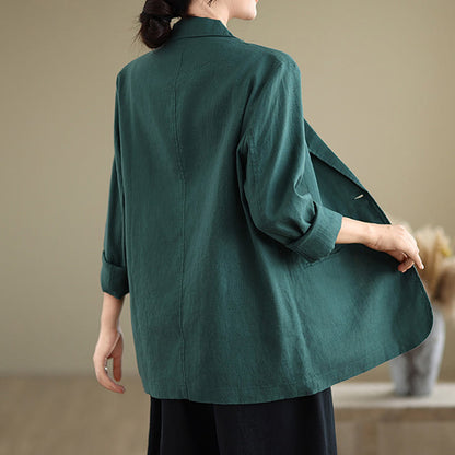 Buddha Stones Spring Solid Color Long Sleeve Women's Jacket With Pockets