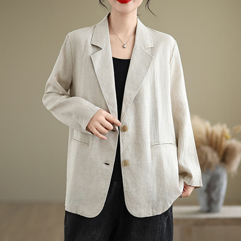 Buddha Stones Spring Solid Color Long Sleeve Women's Jacket With Pockets