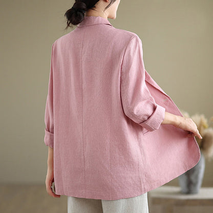 Buddha Stones Spring Solid Color Long Sleeve Women's Jacket With Pockets