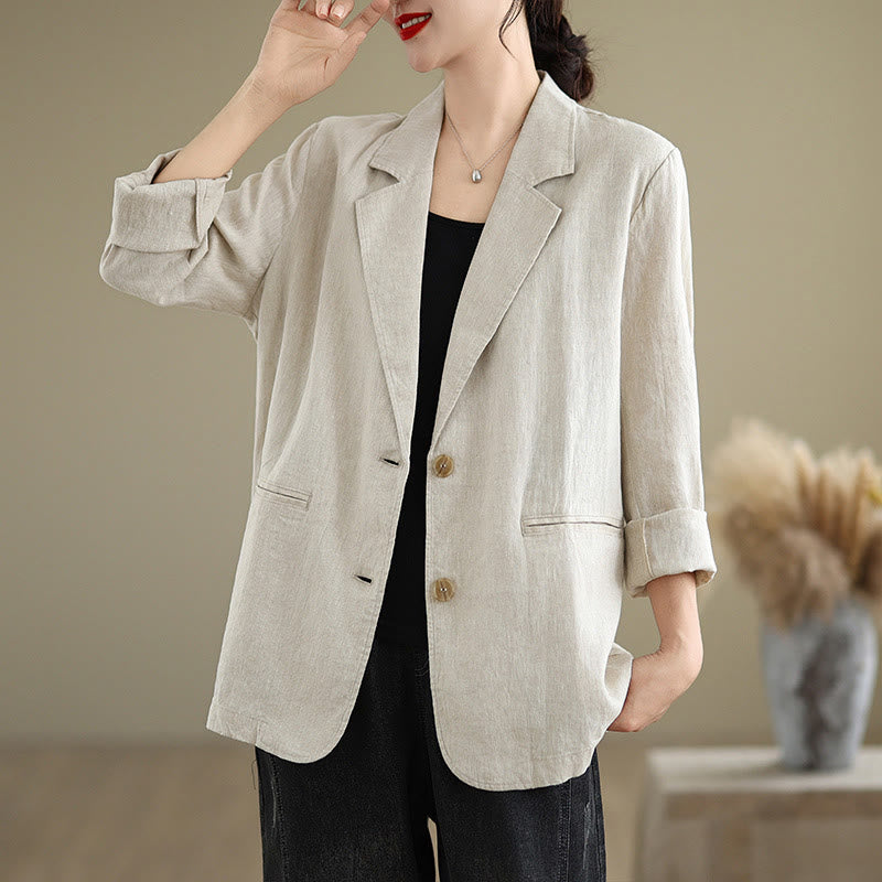 Buddha Stones Spring Solid Color Long Sleeve Women's Jacket With Pockets