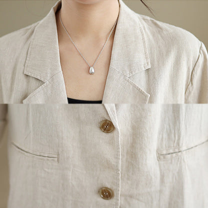 Buddha Stones Spring Solid Color Long Sleeve Women's Jacket With Pockets