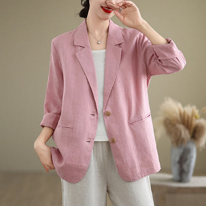 Buddha Stones Spring Solid Color Long Sleeve Women's Jacket With Pockets