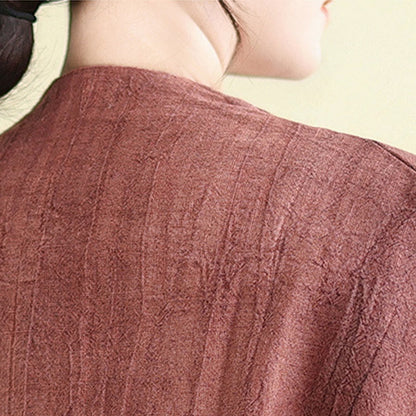 Buddha Stones Plain Long Sleeve Women's Cotton Linen Jacket With Pockets