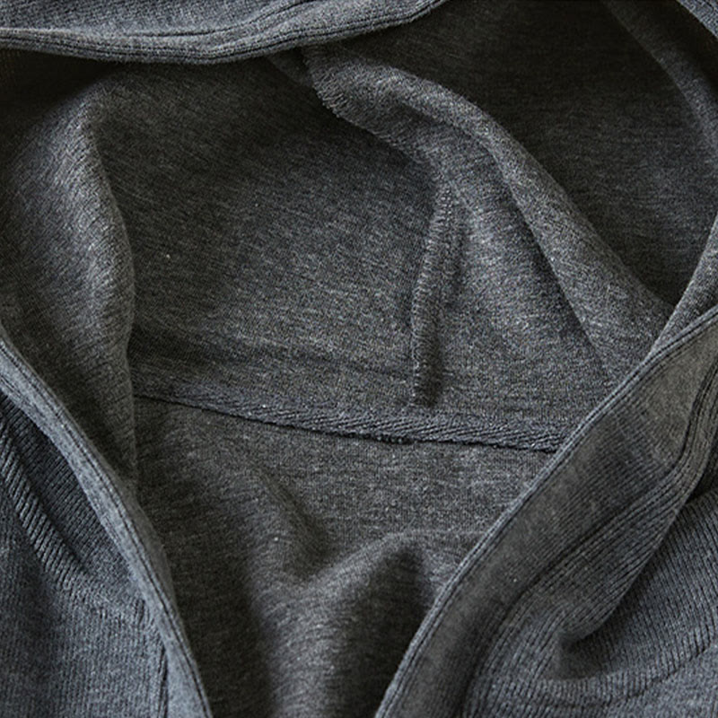 Buddha Stones Plain Buttons Women's Hooded Jacket With Pockets
