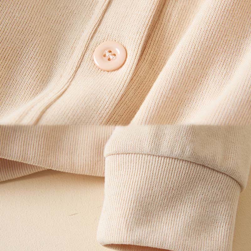 Buddha Stones Plain Buttons Women's Hooded Jacket With Pockets