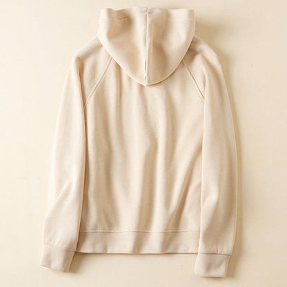 Buddha Stones Plain Buttons Women's Hooded Jacket With Pockets