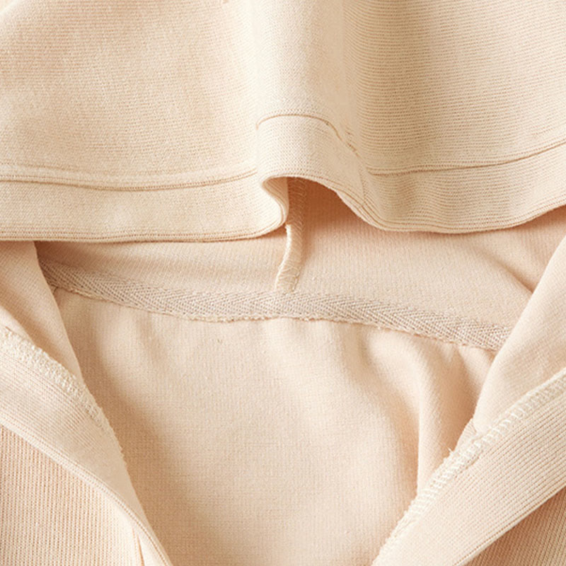 Buddha Stones Plain Buttons Women's Hooded Jacket With Pockets