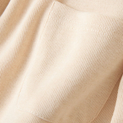 Buddha Stones Plain Buttons Women's Hooded Jacket With Pockets
