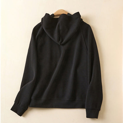 Buddha Stones Plain Buttons Women's Hooded Jacket With Pockets