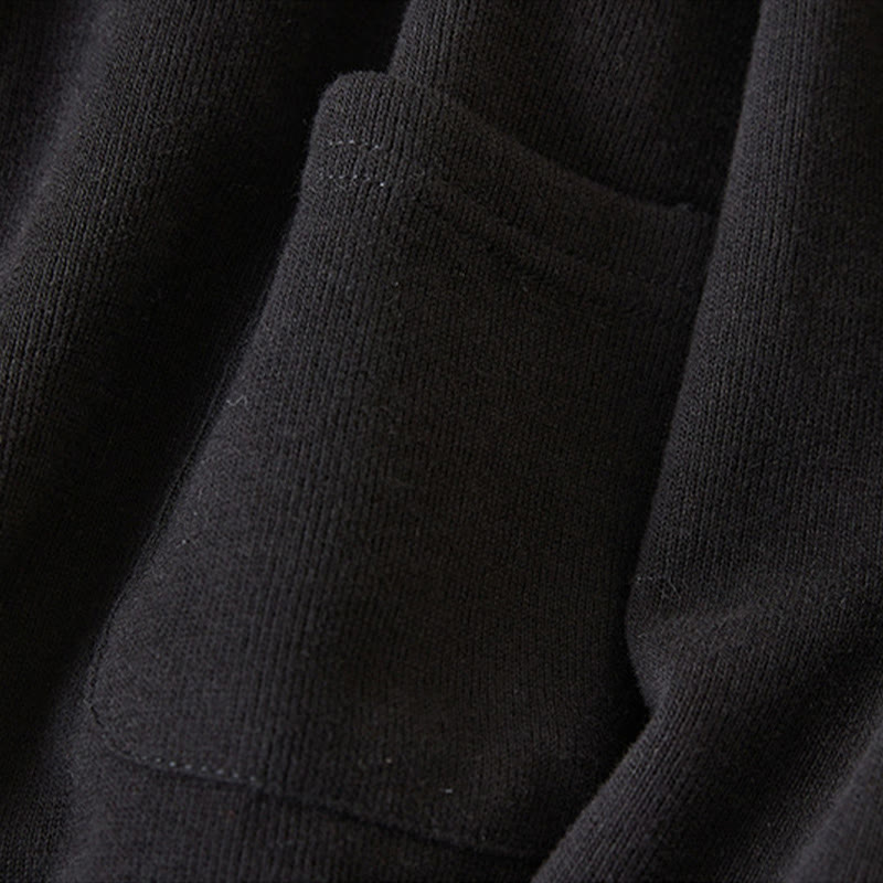 Buddha Stones Plain Buttons Women's Hooded Jacket With Pockets