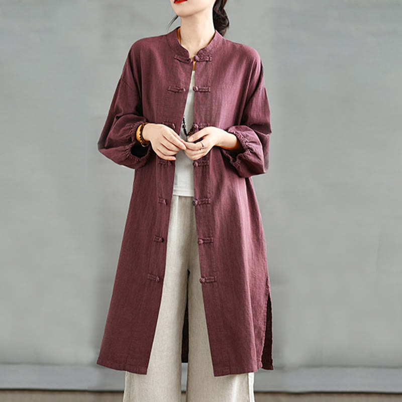 Buddha Stones Casual Frog-button Women's  Coat With Pockets