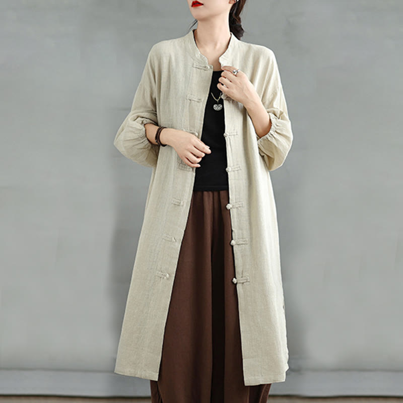Buddha Stones Casual Frog-button Women's  Coat With Pockets