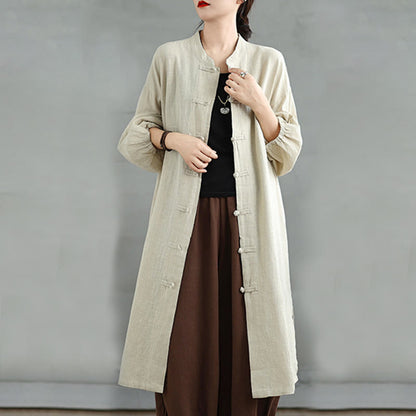 Buddha Stones Casual Frog-button Women's  Coat With Pockets
