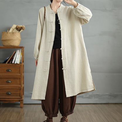 Buddha Stones Casual Frog-button Women's  Coat With Pockets