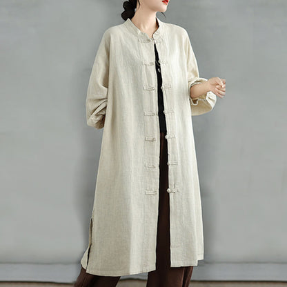 Buddha Stones Casual Frog-button Women's  Coat With Pockets