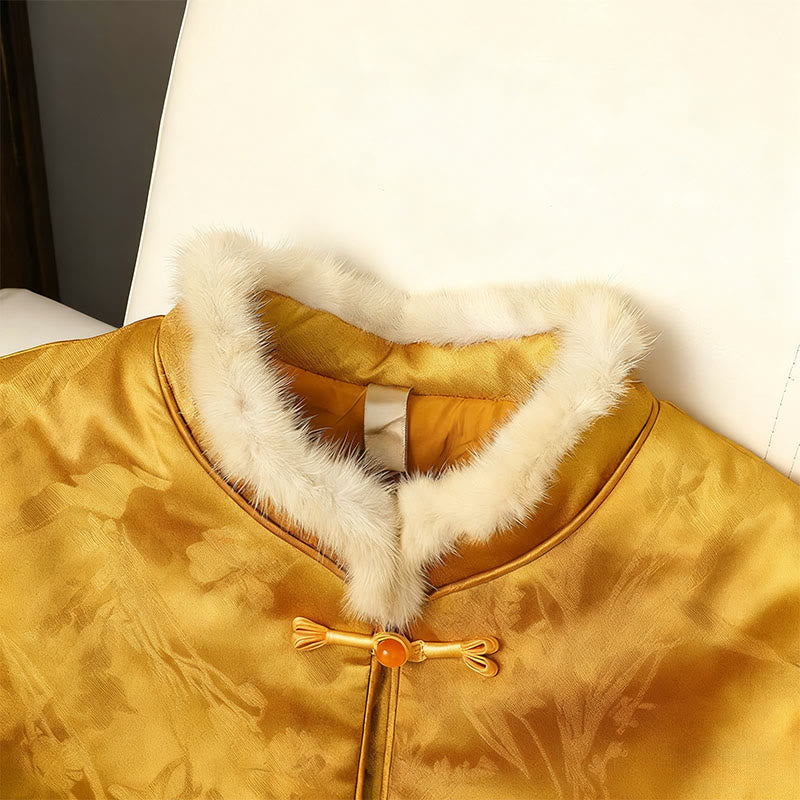 Buddha Stones Frog-Button Traditional Chinese Patterns Women's Long Sleeve Thickened Jacket