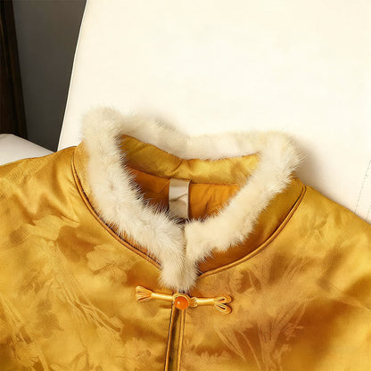 Buddha Stones Frog-Button Traditional Chinese Patterns Women's Long Sleeve Thickened Jacket