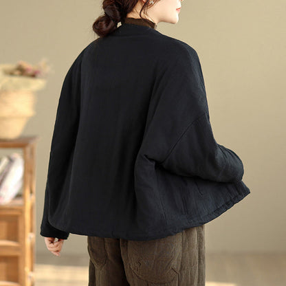 Buddha Stones Winter Long Sleeve Cotton Women's Thermal Jacket With Pockets