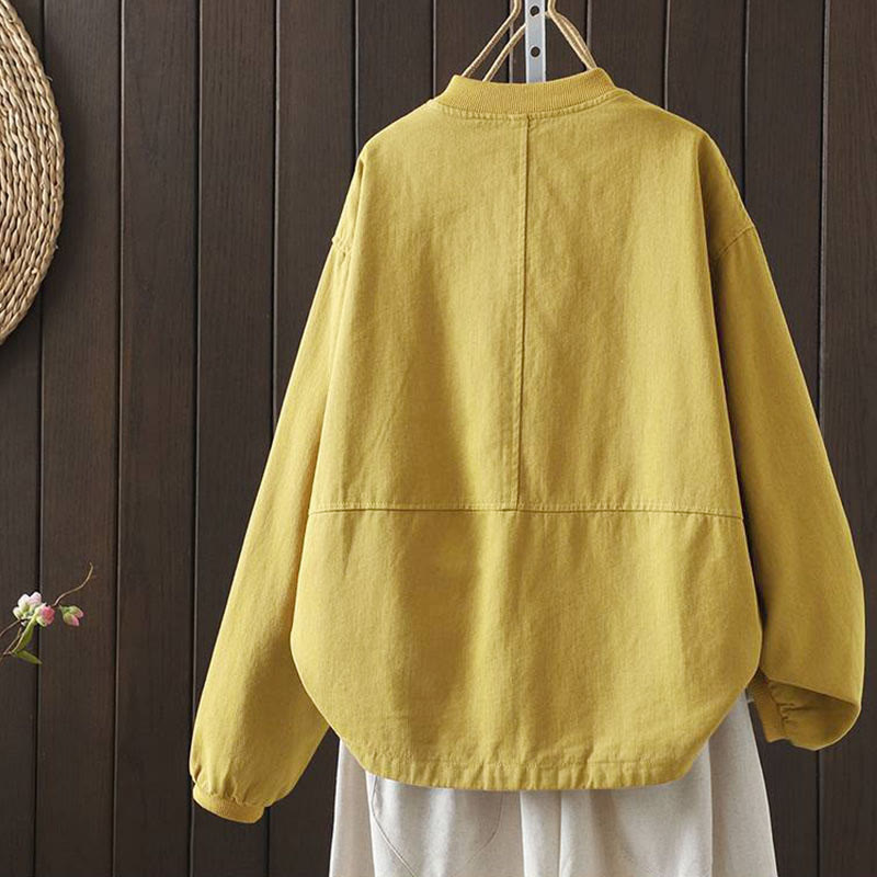 Buddha Stones Fall Button Down Women's Long Sleeve Outerwear Jacket With Pockets