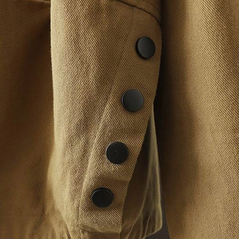 Buddha Stones Fall Button Down Women's Long Sleeve Outerwear Jacket With Pockets