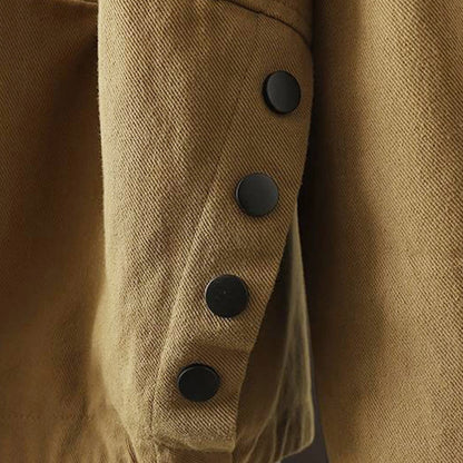 Buddha Stones Fall Button Down Women's Long Sleeve Outerwear Jacket With Pockets