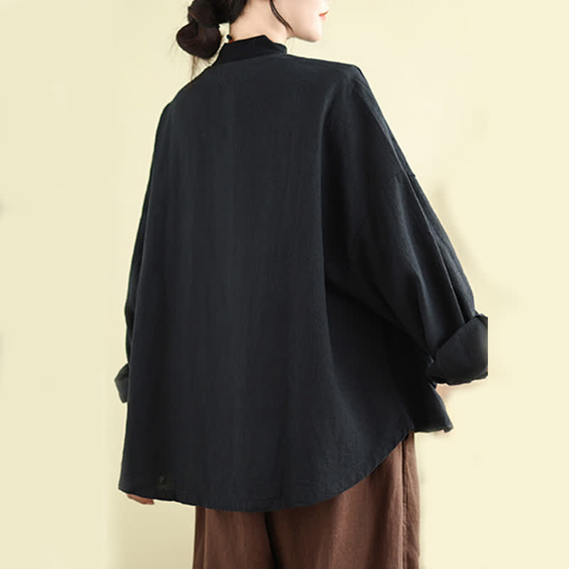 Buddha Stones Plain Design Long Sleeve Women's Jacket With Pockets