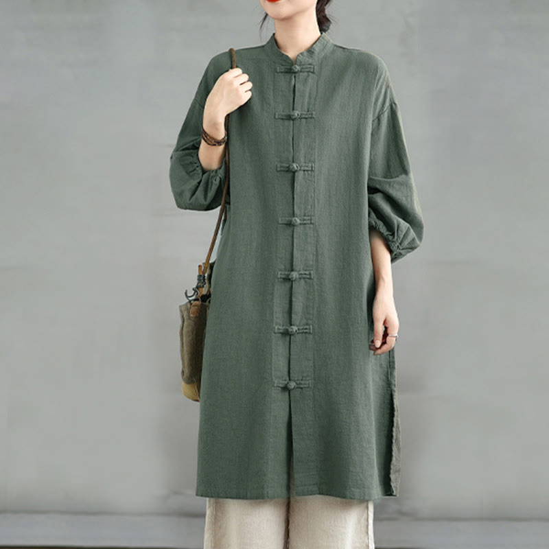 Buddha Stones Casual Frog-button Women's  Coat With Pockets