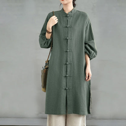 Buddha Stones Casual Frog-button Women's  Coat With Pockets