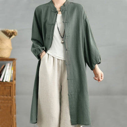 Buddha Stones Casual Frog-button Women's  Coat With Pockets