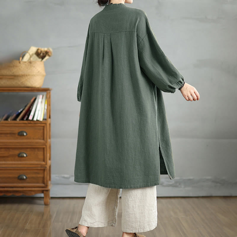 Buddha Stones Casual Frog-button Women's  Coat With Pockets