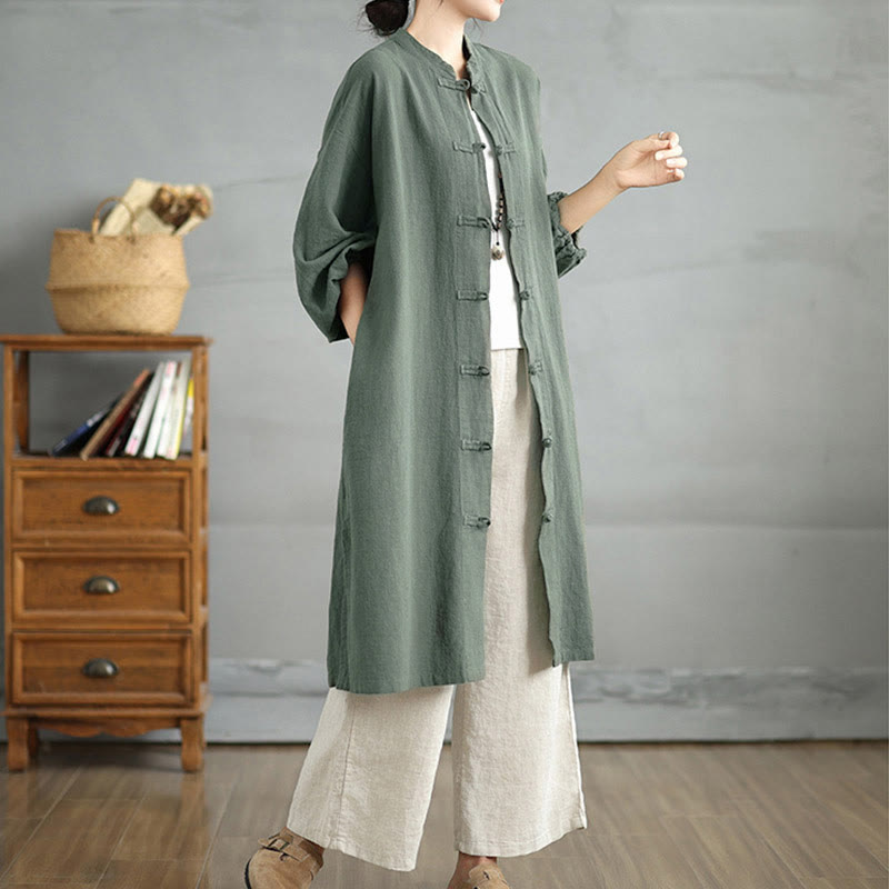 Buddha Stones Casual Frog-button Women's  Coat With Pockets