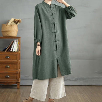 Buddha Stones Casual Frog-button Women's  Coat With Pockets
