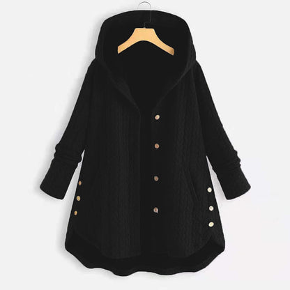 Buddha Stones Fall Wheat Ear Pattern Mid-length Design Women's Long Sleeve Hooded Coat With Pockets