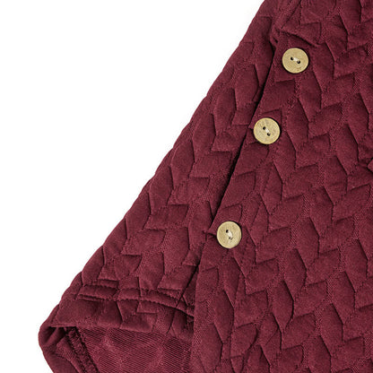 Buddha Stones Fall Wheat Ear Pattern Mid-length Design Women's Long Sleeve Hooded Coat With Pockets