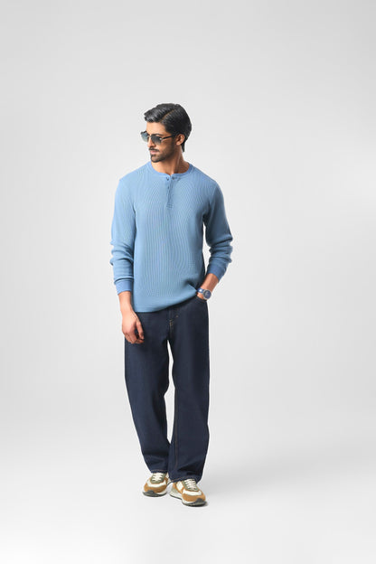 Waffle Henley - DkBlue